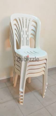 5 Durable White Plastic Chairs