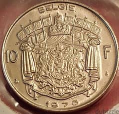 Belgium 10 Francs 1976 King Baudouin Dutch text