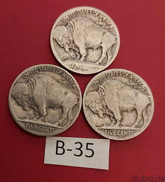 USA Indian head lot# B-35 , 5 cents x 3 coins no date 1