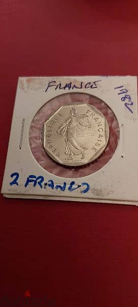 1982 France 2 Francs O. Roty KM# 942.1 2