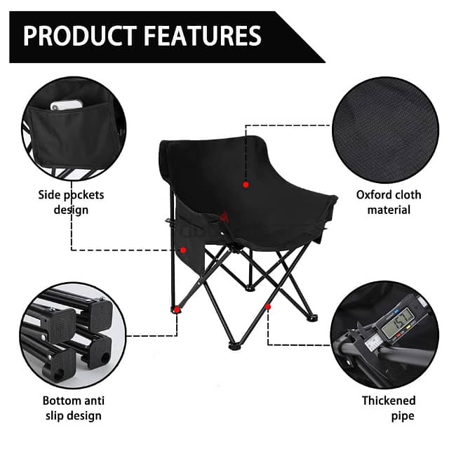 Portable Camping Chair, Heavy-Duty Picnic Chair with Carry Bag 2