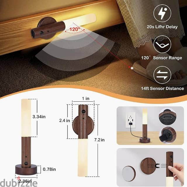 Motion Sensor Night Light, LED Wall Lamp, Warm Table Lamp, لمبة حائط 8