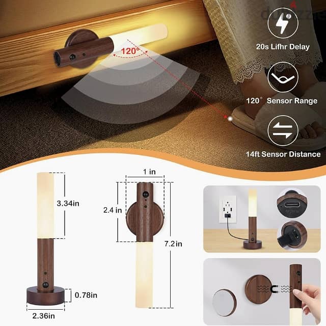 Motion Sensor Night Light, LED Wall Lamp, Warm Table Lamp, لمبة حائط 6