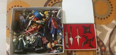 figure lot, and shuriken set