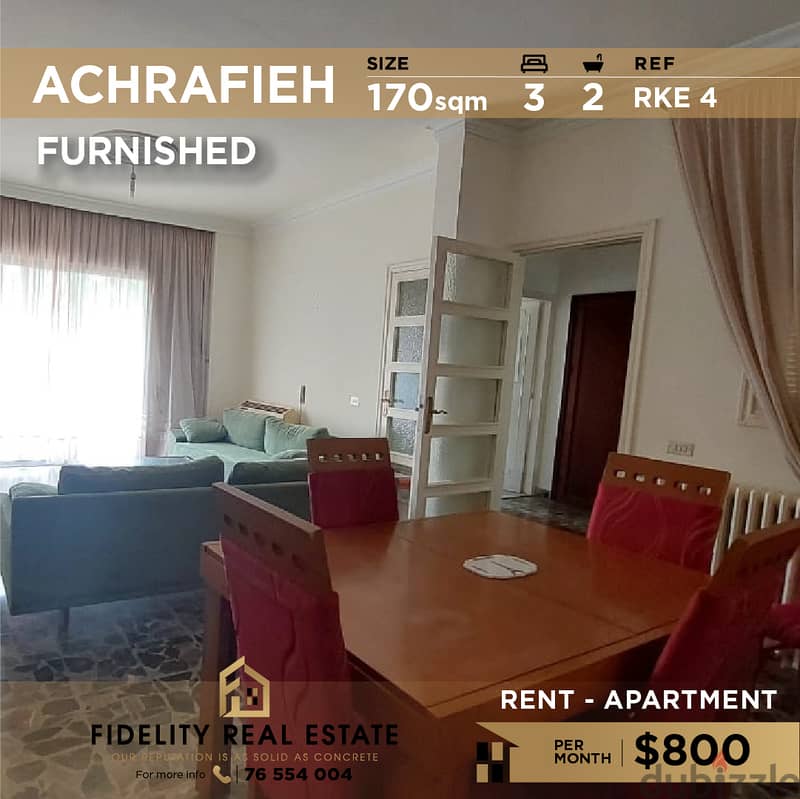 Apartment for rent in Achrafieh - Furnished RKE4 0