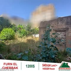 1200$!! Land for rent in Furn El Chebbak