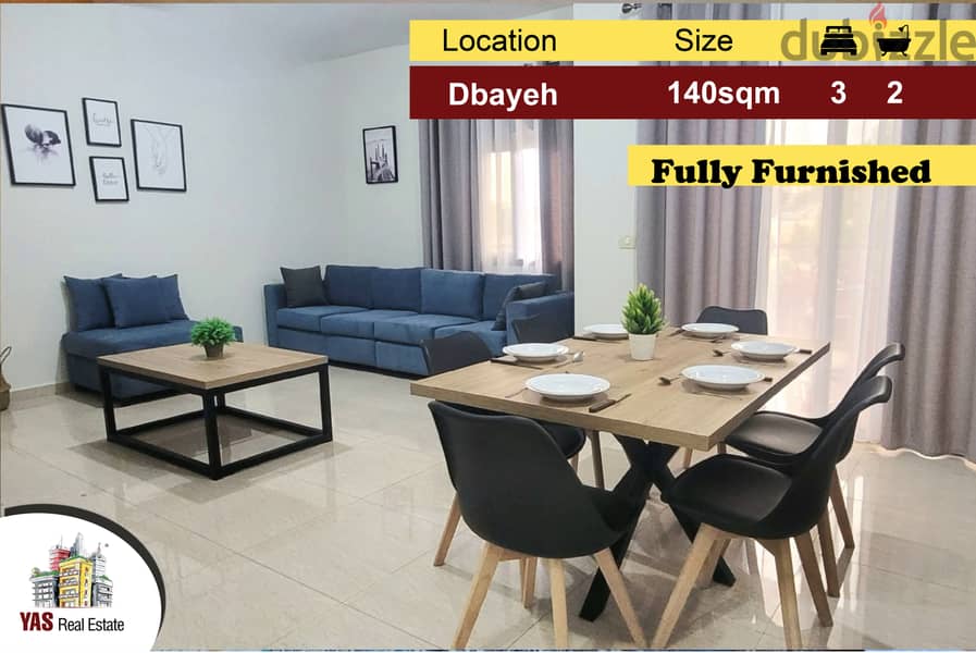 Dbayeh 140m2 | Furnished | Decorated Flat | Modern | View | PA | 0