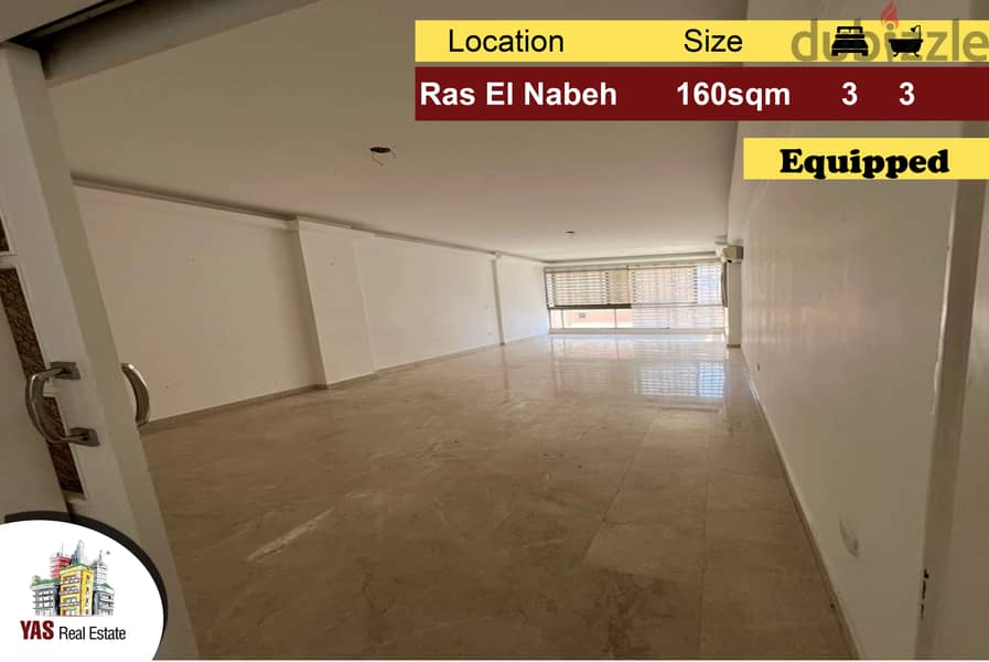 Ras El Nabeh 160m2 | Equipped | Well Lighted | Prime Location | PA | 0