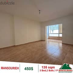 450$!! Apartment for rent located in Mansourieh