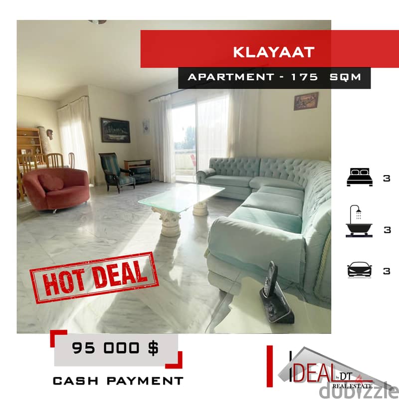 PRIME LOCATION ! Apartment for sale in Klayaat 175 sqm ref#ah805 0