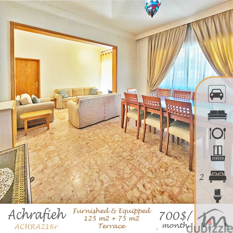 Ashrafieh | Furnished/Equipped 125m² + 360° Terrace | Parking Lot 0