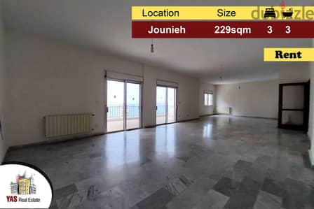 Jounieh 229m2 | 60m2 terrace | Rent|Partial View | Quiet Street | IV |