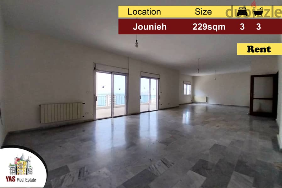 Jounieh 229m2 | 60m2 terrace | Rent|Partial View | Quiet Street | IV | 0