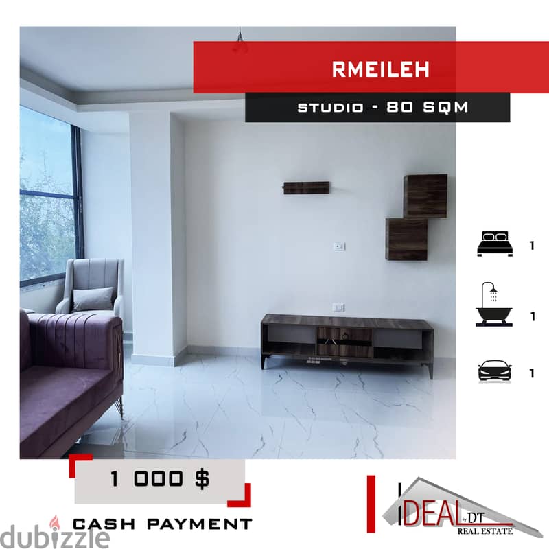 Furnished Studio for rent in Rmeileh 80 sqm ref#jj26101 0