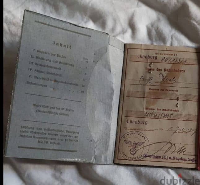 World War passport Nazi officer Hitler German 3rd Reich Army 7