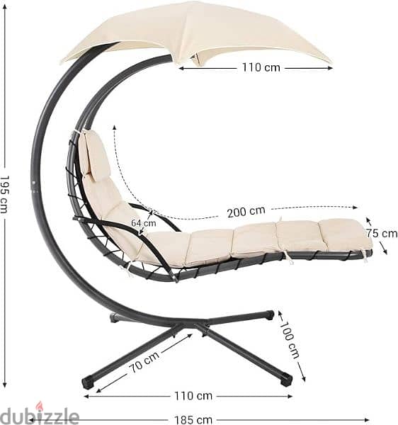 Outdoor Hanging Patio Swing Chair with Canopy - 185 x 108 x 195 cm 1