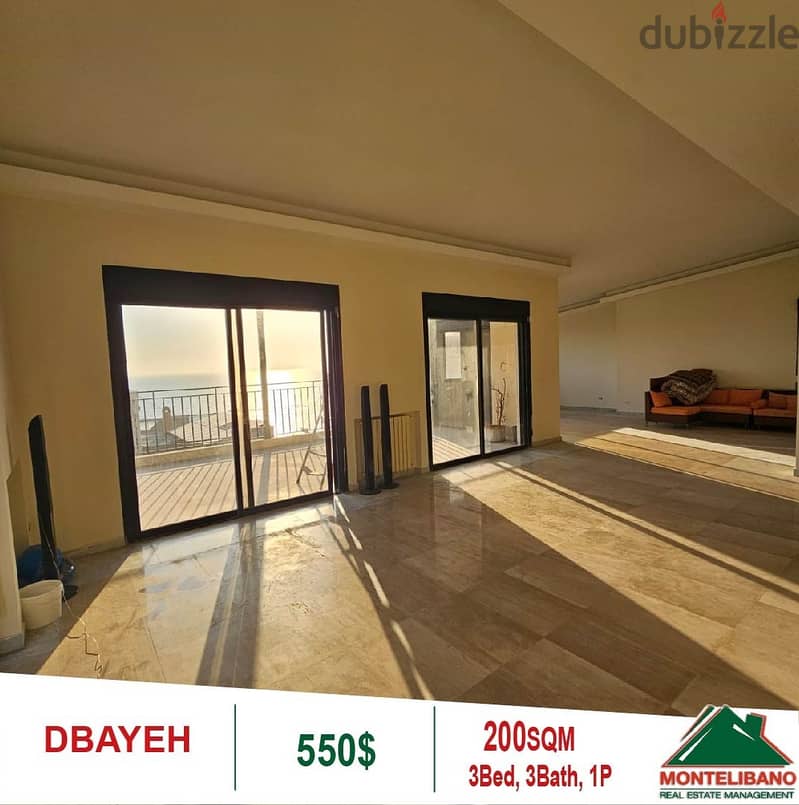 550$!! Open View Apartment for rent located in Dbayeh 2