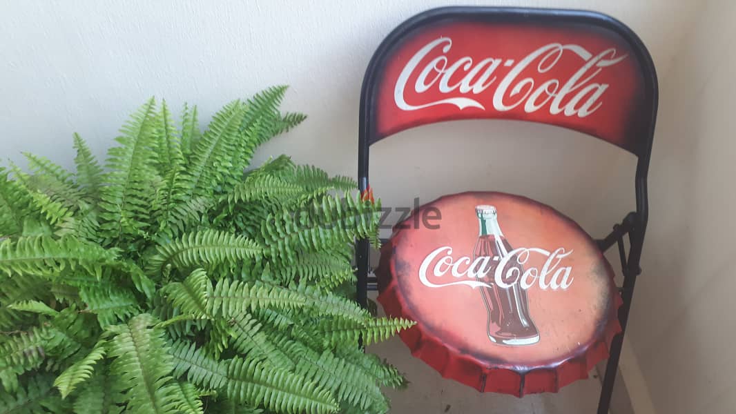 Two metal vintage Coca-Cola folding chairs 0