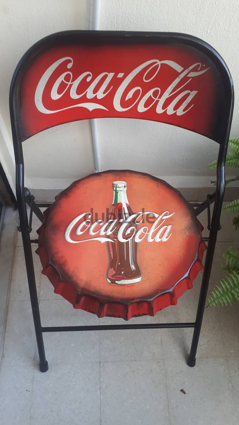 Two metal vintage Coca-Cola folding chairs 1