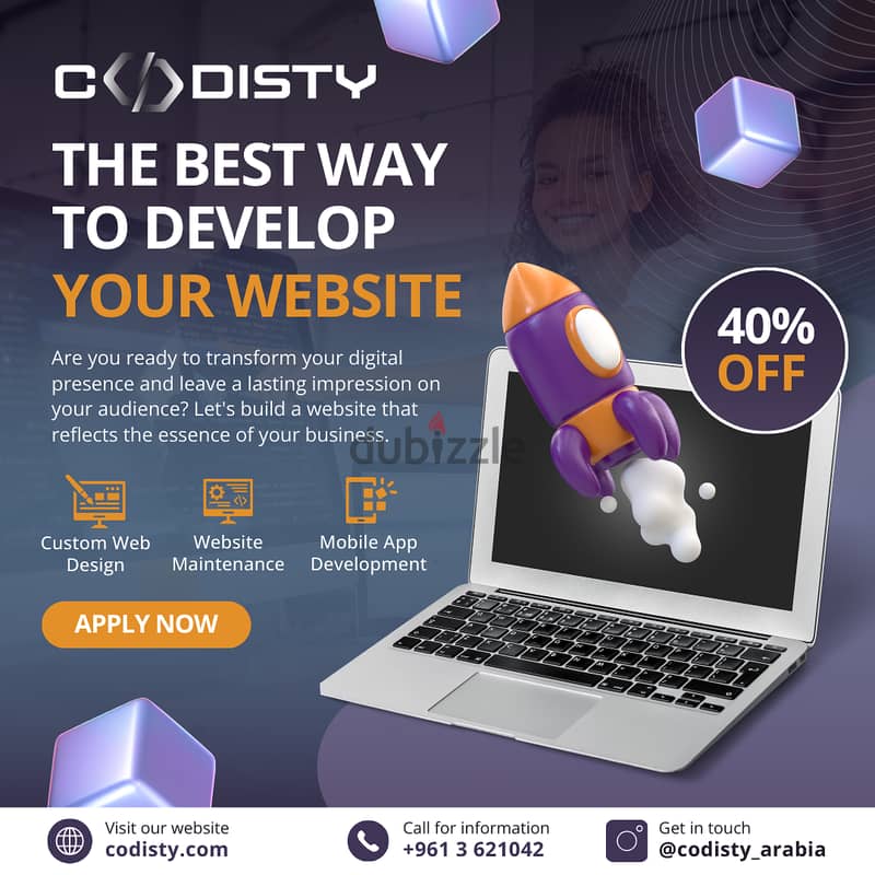 Create your website or mobile app with 40% discount this month 1