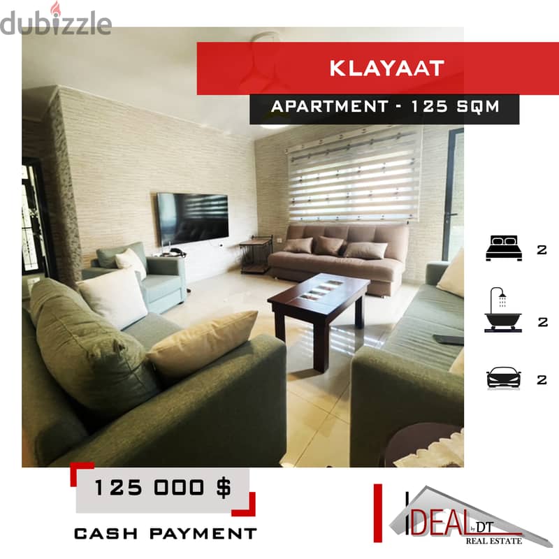 PRIME LOCATION ! Apartment for sale in Klayaat 125 sqm REF#NW56408 0