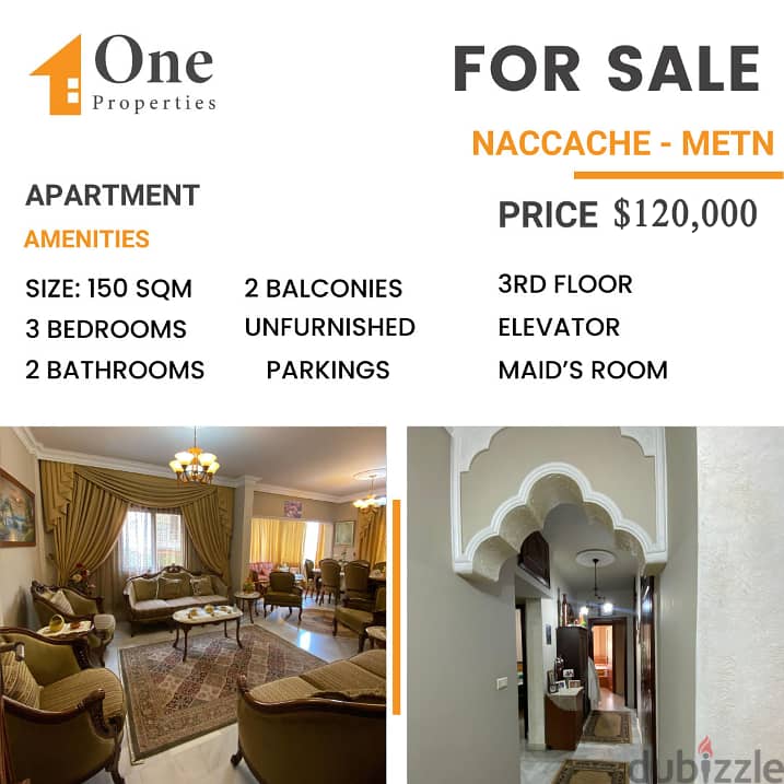 SPACIOUS Apartment for SALE,in NACCACHE / METN. 0