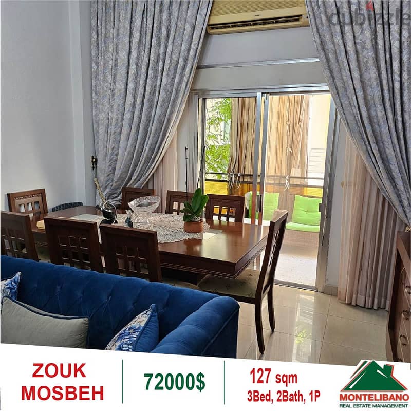 72000$!! Apartment for sale located in Zouk Mosbeh 0