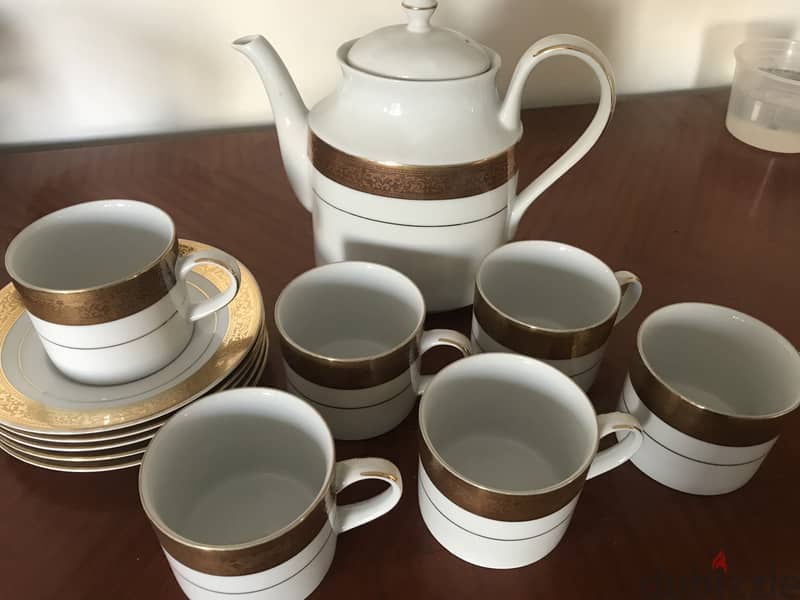 14 pcs Tea set English porcelain gold plated 0