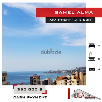 Deluxe Apartment for sale in sahel alma 215 SQM REF#JH17243