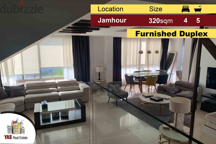 Jamhour 320m2 | 90m2 Terrace | Furnished Duplex | Astonishing View |PA 0