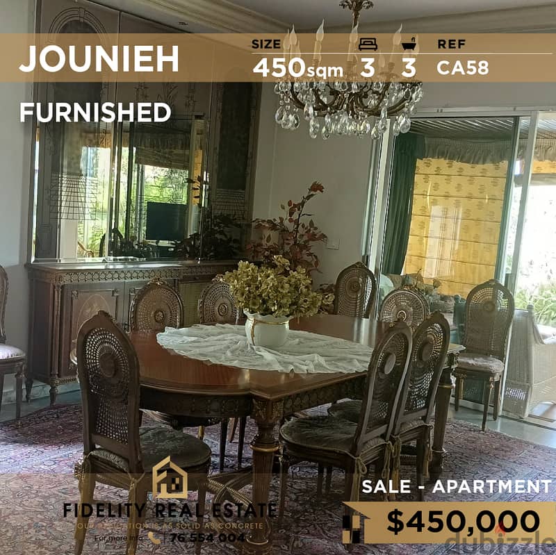 Apartment for sale in Jounieh Furnished CA58 0