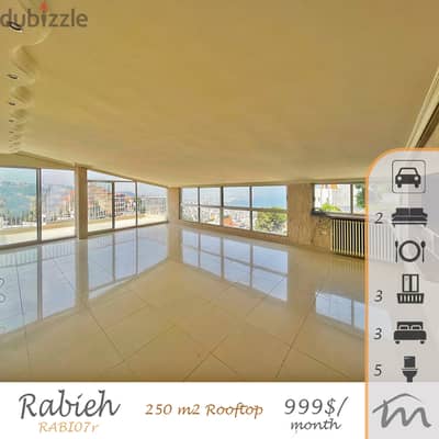 Rabieh | Charming High Ceiling Rooftop | 3 Master Bedrooms | Open View