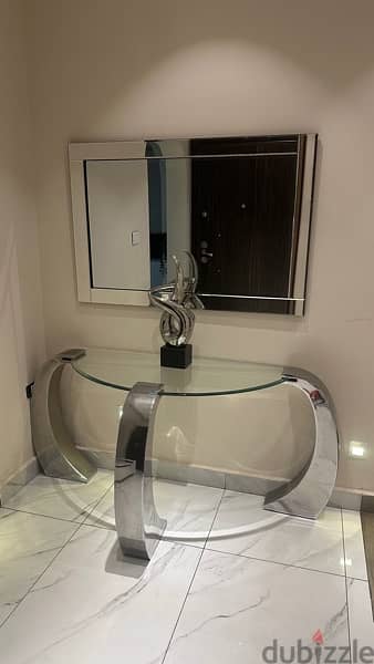 Metro Glass / Chrome Sofa Table with Mirror