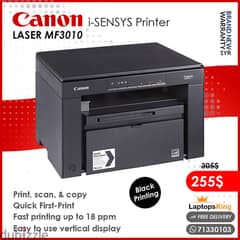 Canon i-Sensys Mf3010 Laser | Black Printing | 3in1 Printer 0