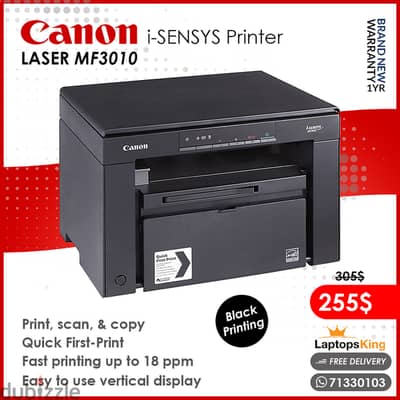 Canon i-Sensys Mf3010 Laser | Black Printing | 3in1 Printer