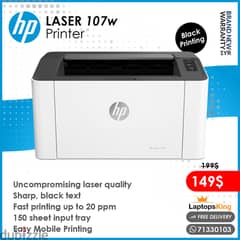 Hp Laser 107w | Mobile Printing | Black Printing | Wireless Printer