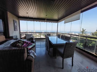 270 SQM Furnished Apartment in Aoukar, Metn with Sea View