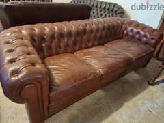 sofa chesterfield genuine leather buffalo original tree seaters 0