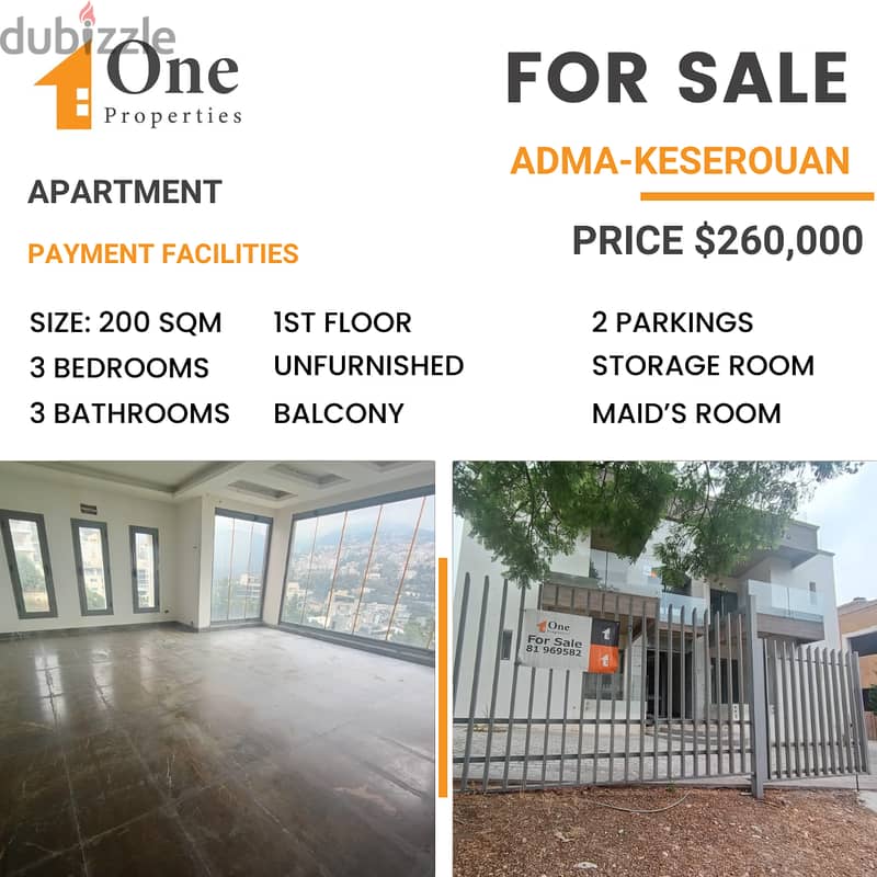 Brand new Apartment for SALE,in ADMA/KESEROUAN, WITH A GREAT SEA VIEW 0