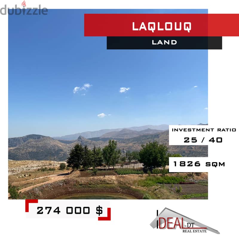 Land For sale in Laqlouq 1826 sqm  أرض للبيع في اللقلوق ref#cd1092 0