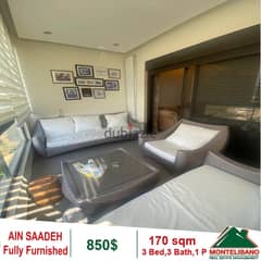 850$!! Open View&Fully Furnished Apartment for rent in Ain Saadeh 0