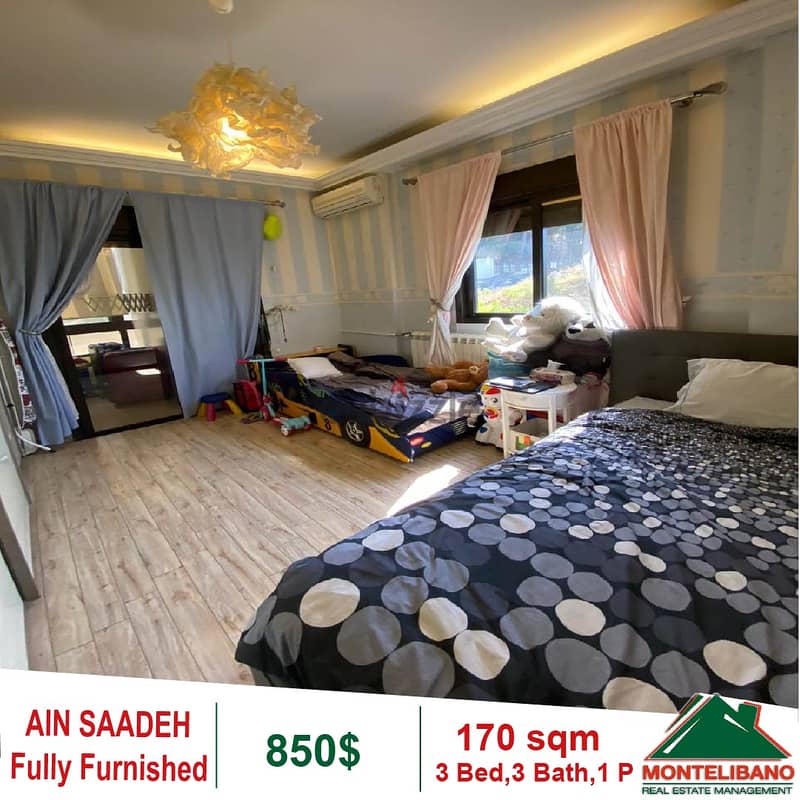 850$!! Open View&Fully Furnished Apartment for rent in Ain Saadeh 4