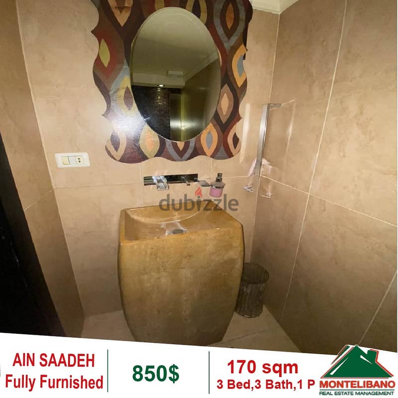 850$!! Open View&Fully Furnished Apartment for rent in Ain Saadeh 7