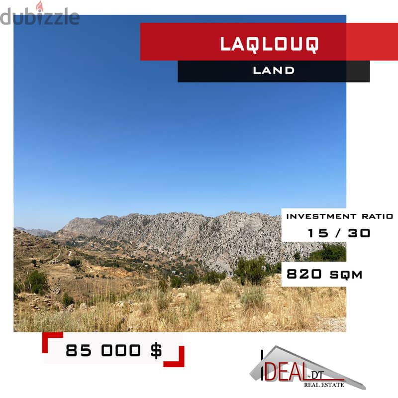 Land for sale in Laqlouq 820 SQM أرض للبيع في اللقلوق REF#CD1094 0