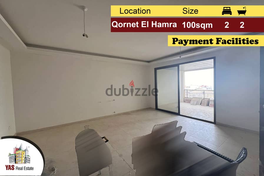 Qornet El Hamra 100m2 | Luxury | Payment Facilities |Prime Location|NE 0