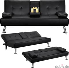 new sofa bed black leather made in Germany 0