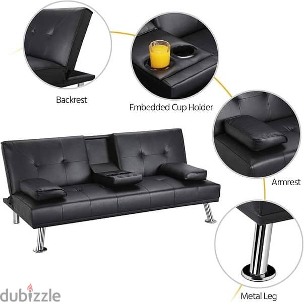 new sofa bed black leather made in Germany 3