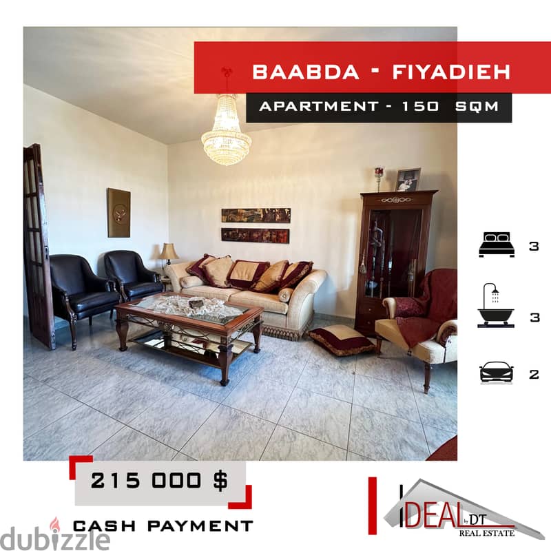 Apartment for sale in Baabda Fiyadiyeh 150 sqm ref#ms8254 0