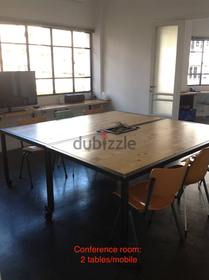 6 office desks 1xTshaped/2xdesks/1xconference room/1board for sale 6