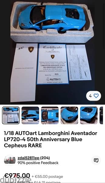 1/18 diecast Autoart Signature  LP720-4 50° Anniversary Aventador Blue 11